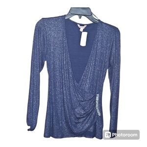 Juicy Couture Faux-wrap Embellished Long Sleeve Top